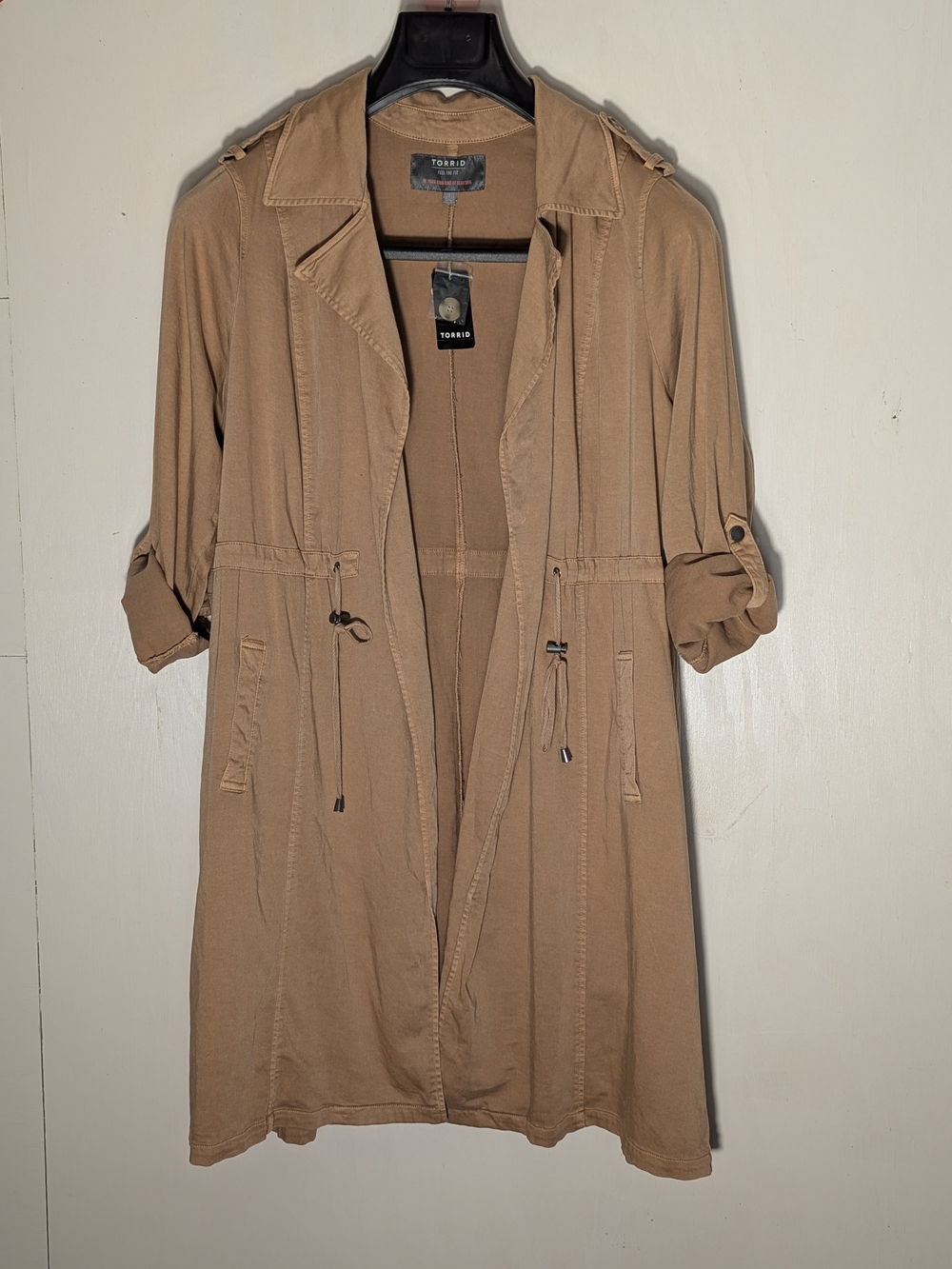 Torrid NWT Tan Military Twill Drape Trench Coat Size 3 3X 22-24